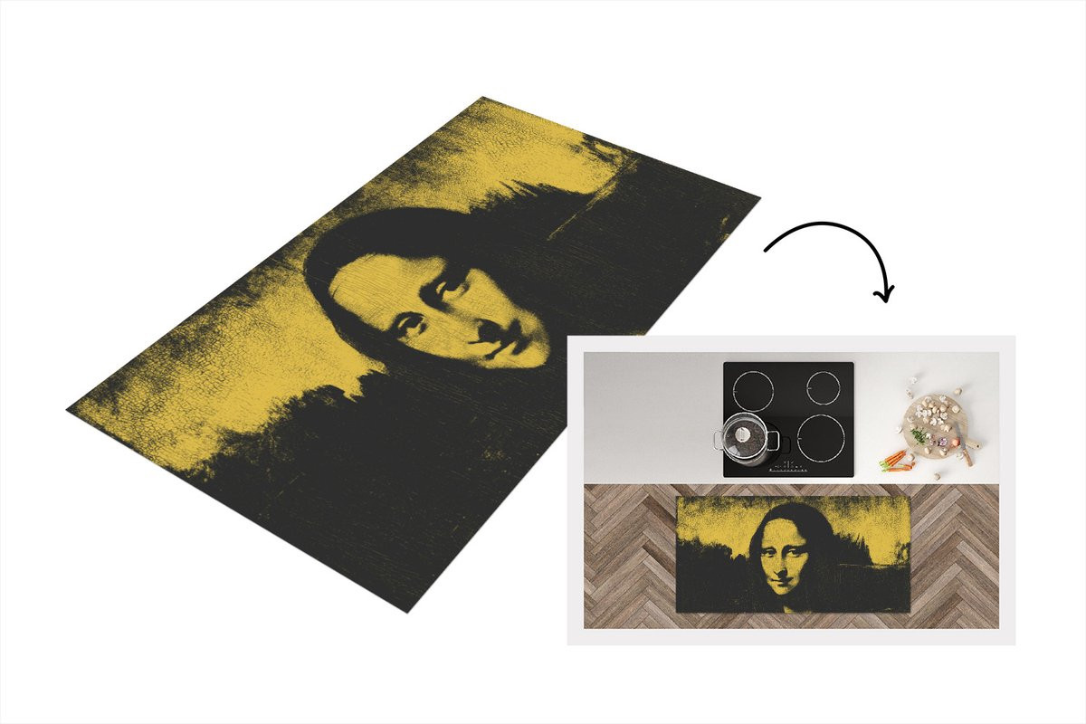 KitchenYeah Keukenloper Mona Lisa Leonardo da Vinci Schilderij Vinyl B/D: 120 x 60 cm