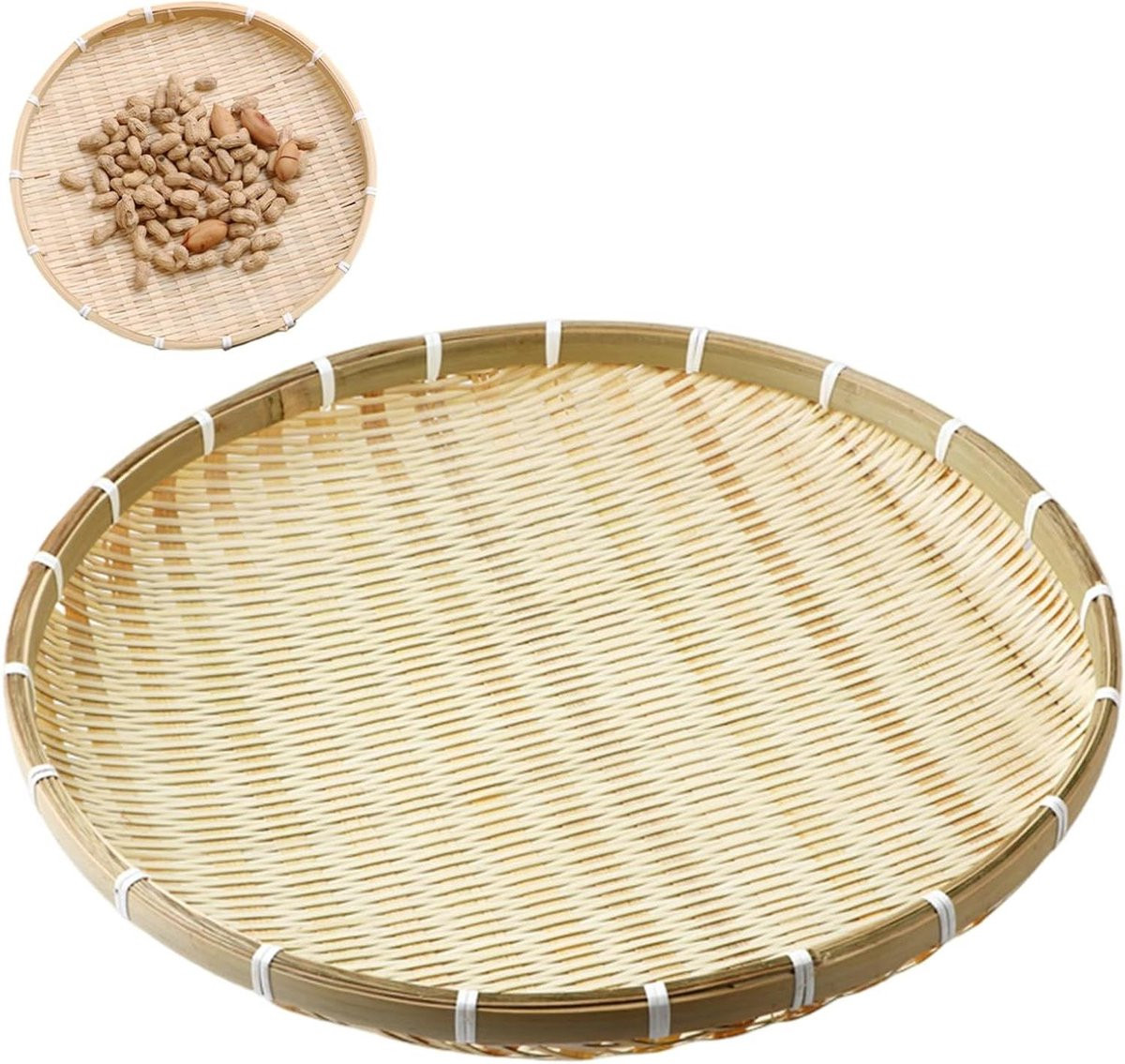 Bamboe Dienblad Lichtbruin - Geweven Mand Serveerschaal - 42 cm