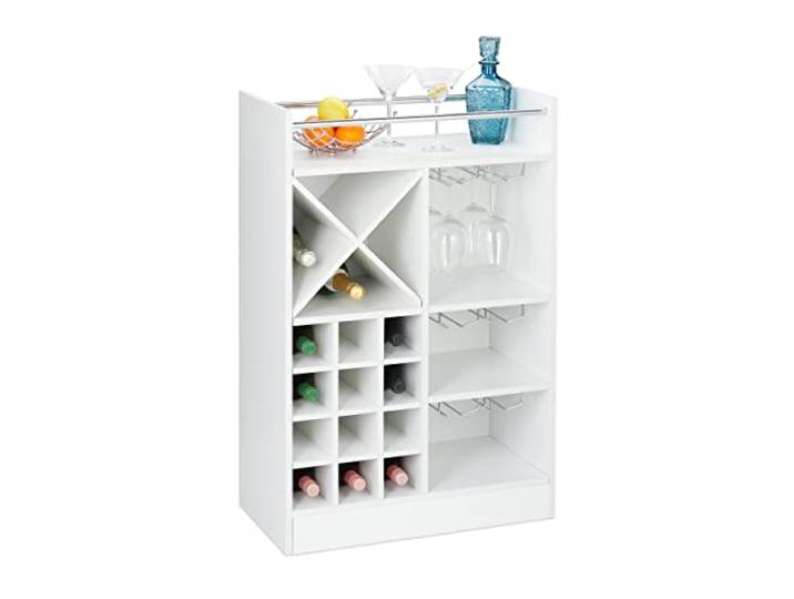 Relaxdays Weinregal mit Glashalter, 22 Flaschen, freistehend, Wein und Sekt, Hausbar HxBxT: 96 x 63 x 35 cm, Farbauswahl