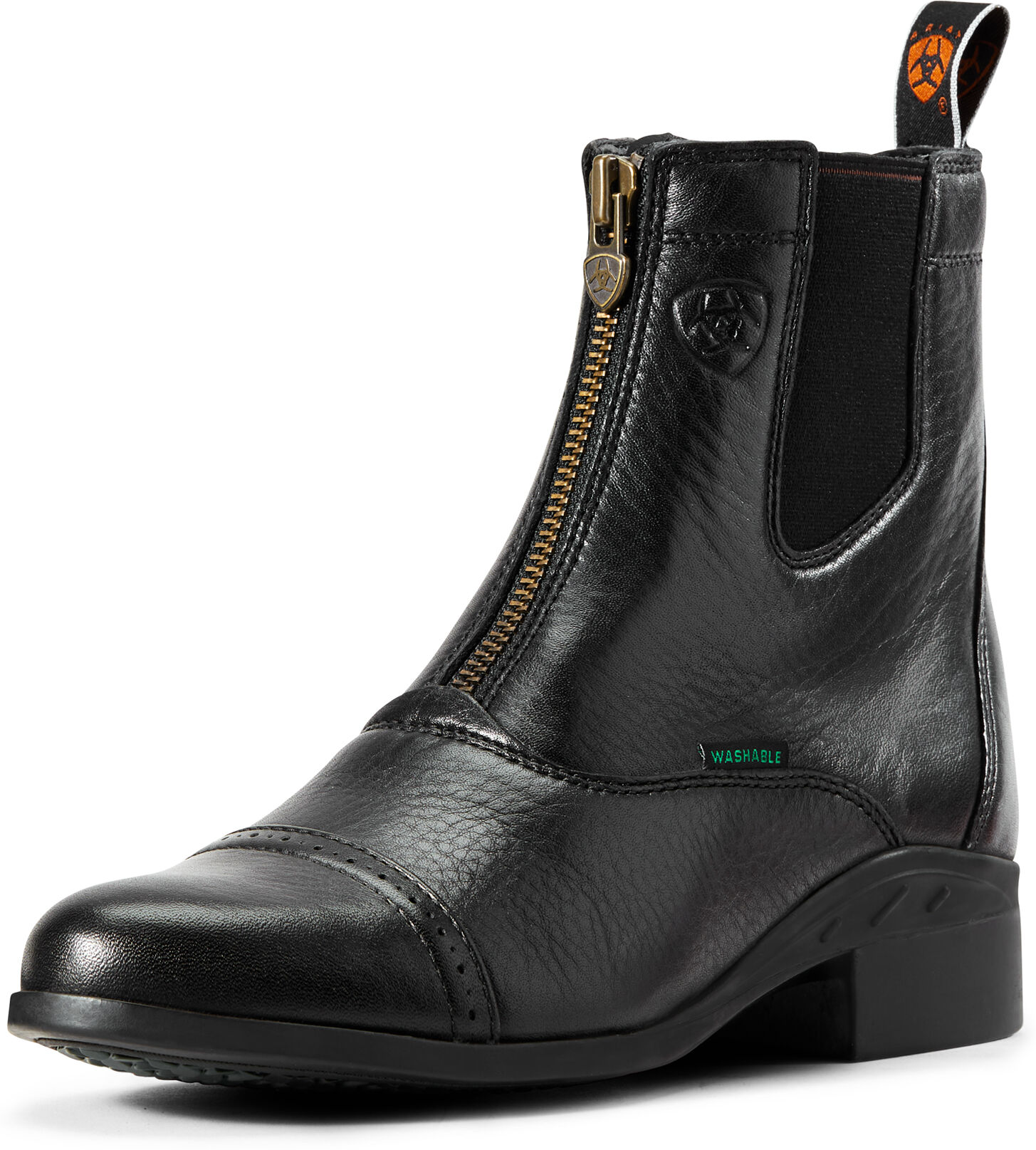 Women's Heritage Breeze Zip Paddock Boots in Black Leather, Size: 7 B / Medium by Ariat