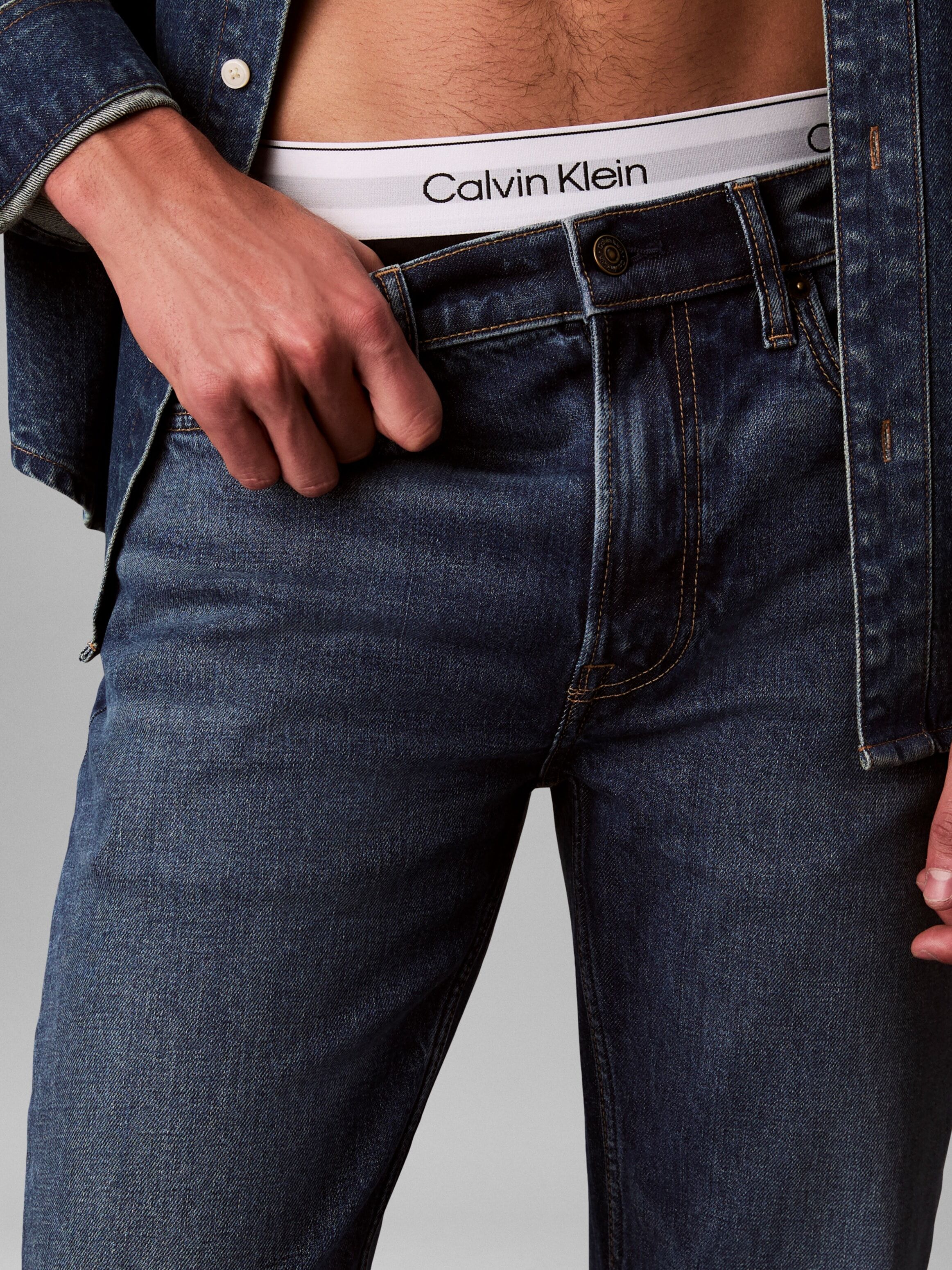 Slim-fit-Jeans CALVIN KLEIN "SLIM TAPER JEANS", Herren, Gr. 30, Länge 34, beige (sahara sand), Denim/Jeans, Obermaterial: 98% Baumwolle, 2% Elasthan, unifarben, slim fit lang, Jeans Slim-fit-Jeans, Slim fit