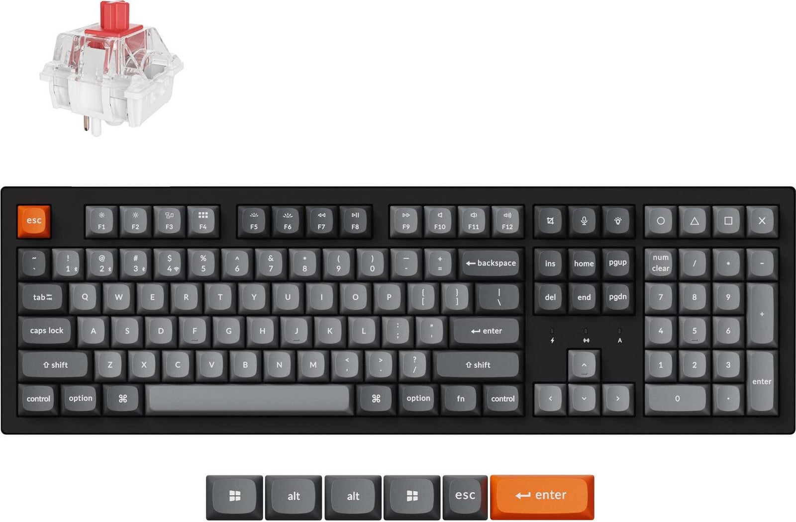 Keychron K10 Max QMK Mechanisch Toetsenbord, Volledige grootte, RGB LED, Zwart