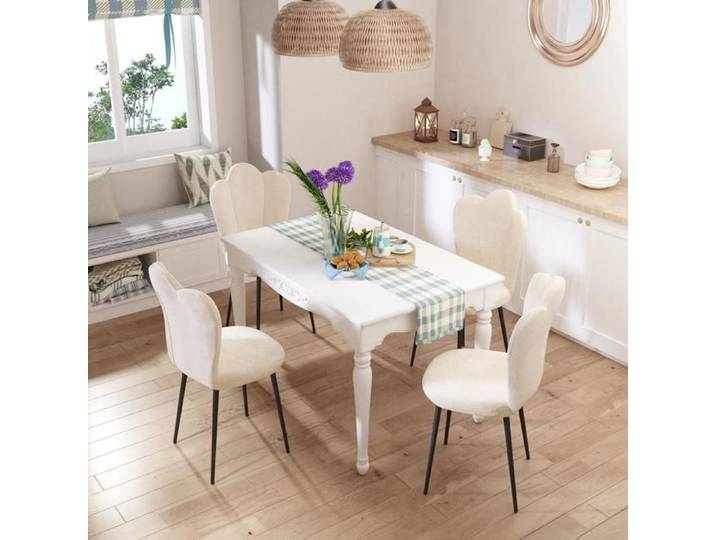 MIPAN Chaises (4pcs) Salle à Manger Velours pour Maison Salon 43*44*90cm Blanc