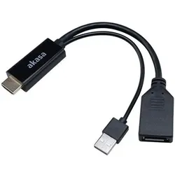Akasa DisplayPort — DisplayPort (0.25 m), Videokabel, Schwarz