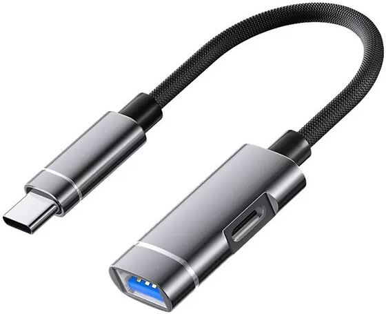 INF Adaptateur USB Type-C vers USB 2.0 avec Charge PD - Solution d'Extension OTG Gris