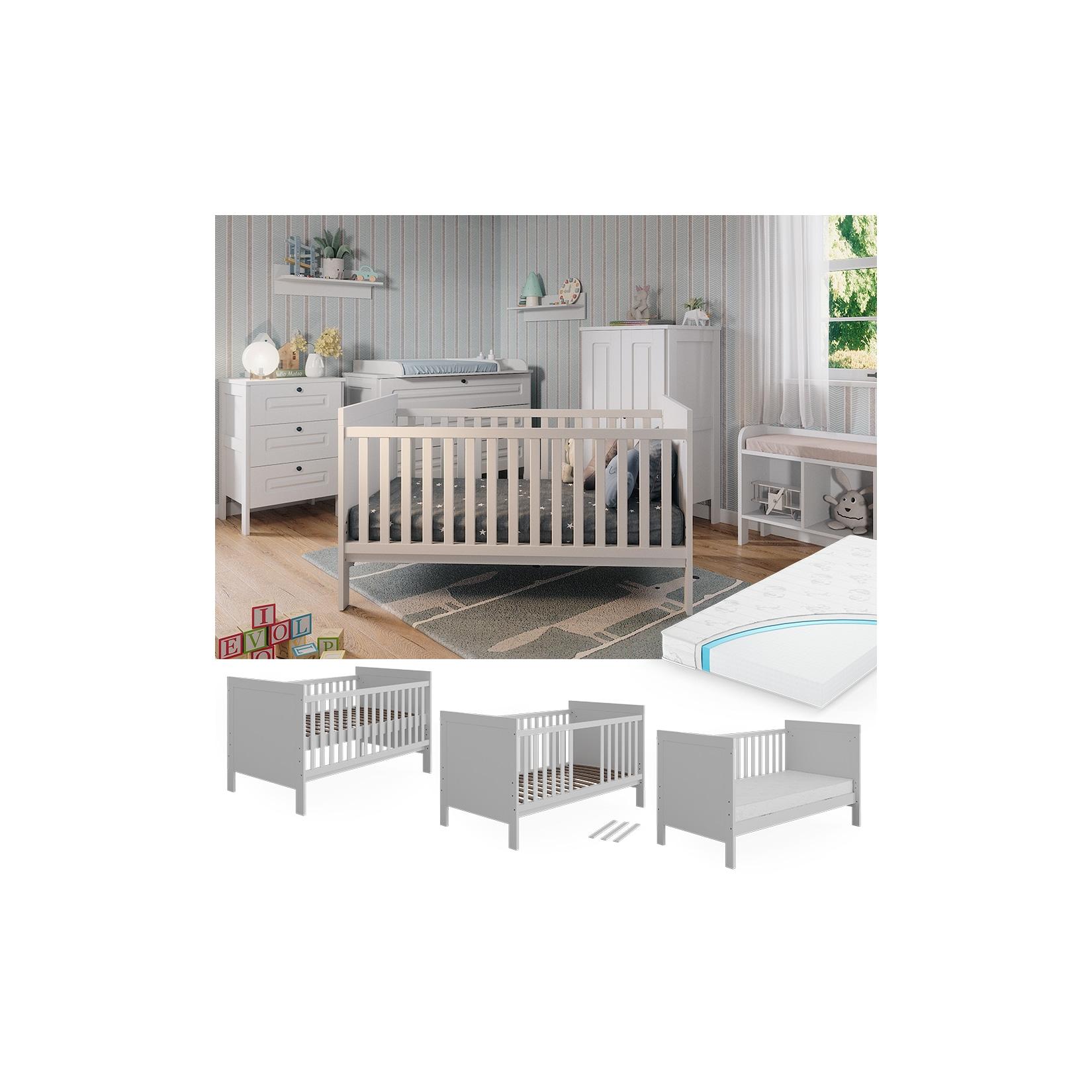 Vitalispa Babybett Ajaton Weiß 144,4 x 83 cm mit Matratze