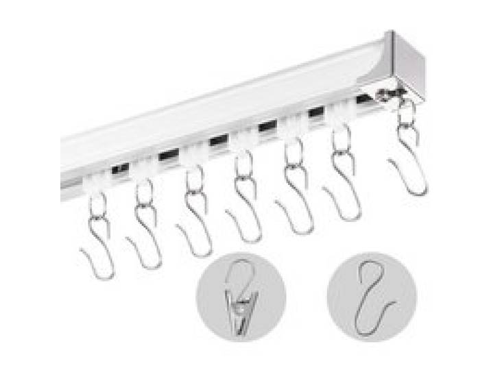 VEVOR Ensemble de rails de rideaux de plafond, 1,8 m, système de rails de plafond coulissants pour rideaux, séparateur de pièce fixé au plafond/au mur pour chambre avec crochets, quincaillerie, blanc
