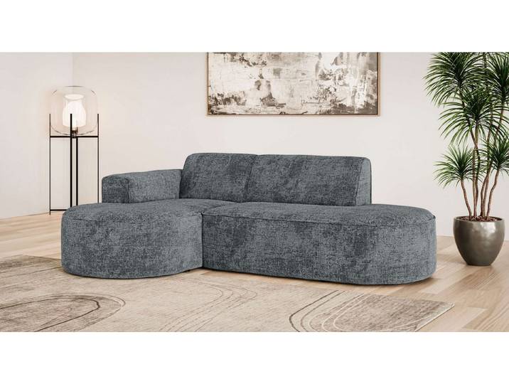 OTTO home Ecksofa ADELLA Design-Sofa mit Recamiere rechts/links, 248/159/76 cm, L-Form mit Wellenunterfederung, runde Form, auch in Cord