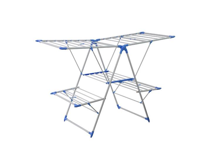 Wäscheständer 3 Etagen klappbar weiss/blau
