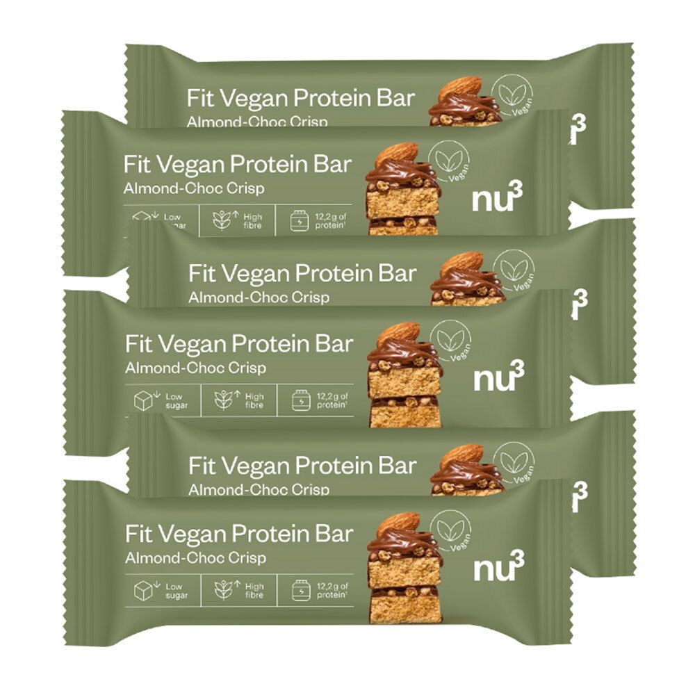 6 x nu3 Fit Vegan Bar, Almond Choc Crisp 6x50 g Riegel