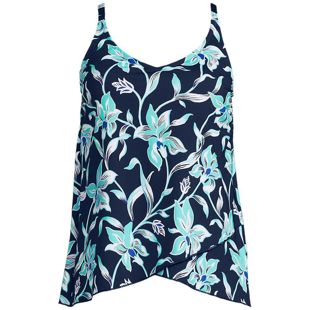 Tankinitop mit Tulpensaum chlorresistent für Damen, Damen, size: regular, Blau, Nylon-Mischung, by Lands' End