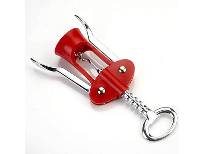 llxyzrzbhd Korkenzieher Wein WeinöFfner Hebel FlaschenöFfner Rot Edelstahl Metall Weinkorkenzieher Multifunktionale Kreative Rotary Cap Cover Champagner Bier Rot 929