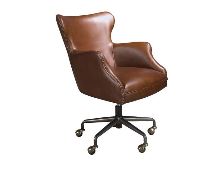 Angel Cerda Chefsessel Drehsessel dunkelbraunes Leder 64/74/92 cm, Braun, Essen/Getränk, Füllung: Polyurethan (PUR),Polyurethan (PUR),Polyurethan (Pur), nicht einzeln stellbar,Freiform,Freiform, 64x92x74 cm, Büromöbel, Bürostühle, Chefsessel