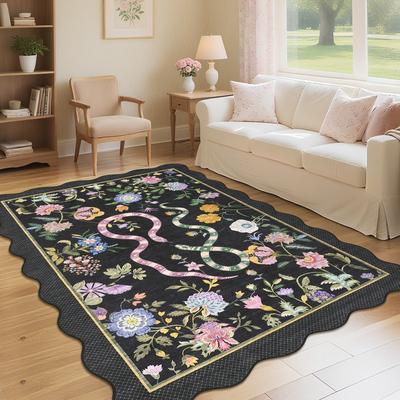 Garvee Scalloped Botanical Animals Area Rug
