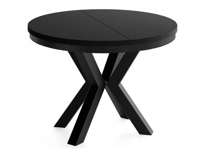 ESSTISCH Clara runder ausziehbarer, Schwarz 100-180/100/76 cm