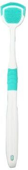 Inspired Living SoftFlex Silicone Tongue Scraper & Brush Reusable Silicone Tongue Cleaner For Fresh Breath Oral Care green