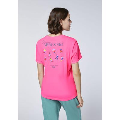 Print-Shirt CHIEMSEE, Damen, Gr. XS (32), sugar plum, 60% Baumwolle, 40% Polyester, comfort fit, Rundhals, Umschlagsaum, Shirts, - mit Après Ski Rückenprint