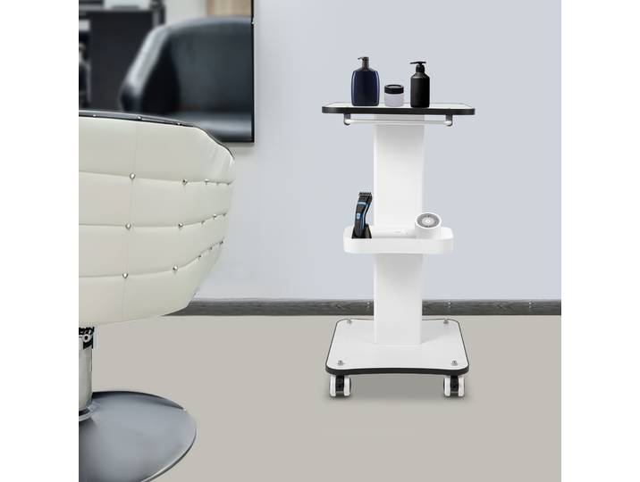 Chariot de Salon de beauté chariot roulant blanc 4 roues Salon Spa support chariot à roulettes avec poignée pour équipement médical/beauté