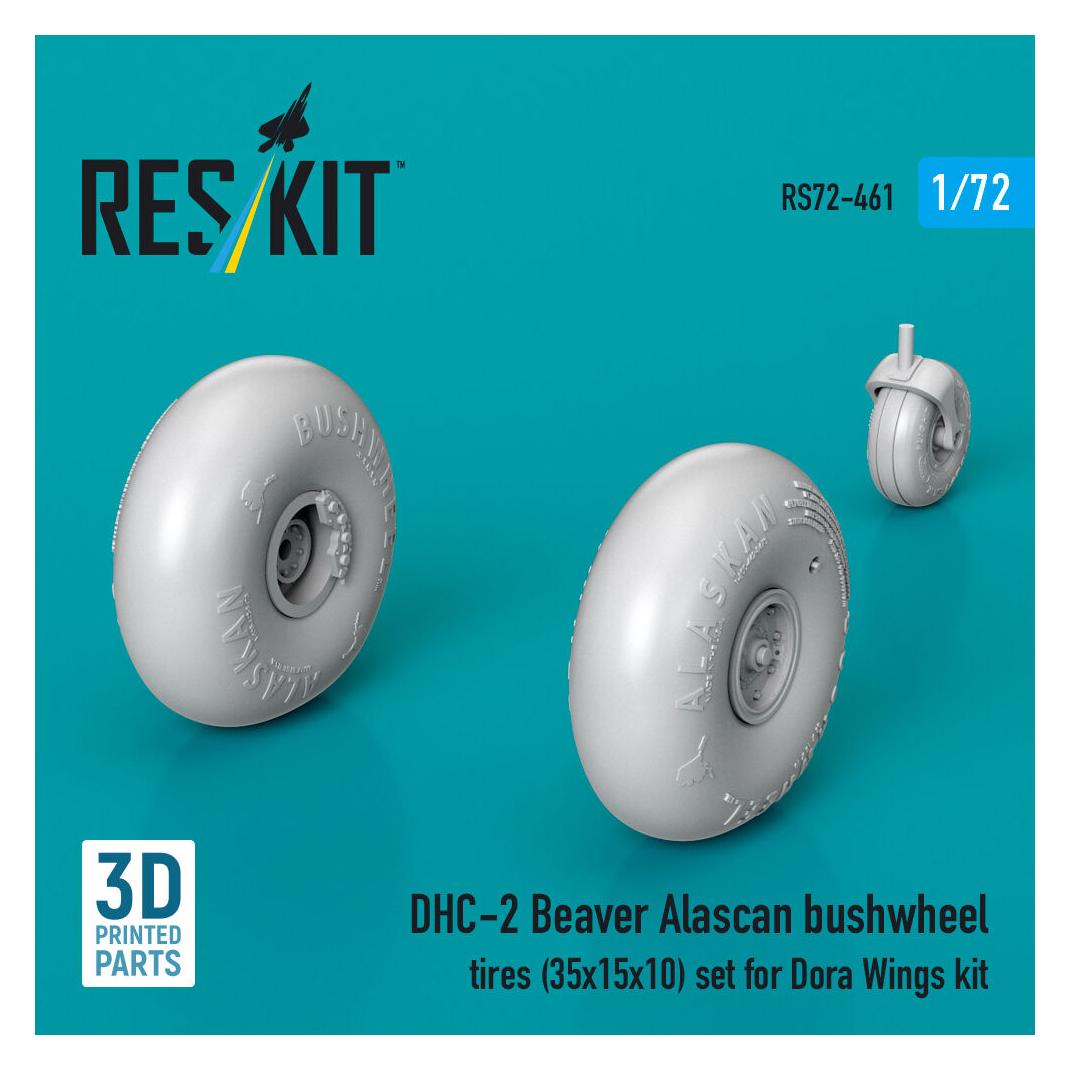 ResKit DHC-2 Beaver Alascan bushwheel tires (35x15x10) set for Dora Wings kit (3D Printed) (RS72-0461)
