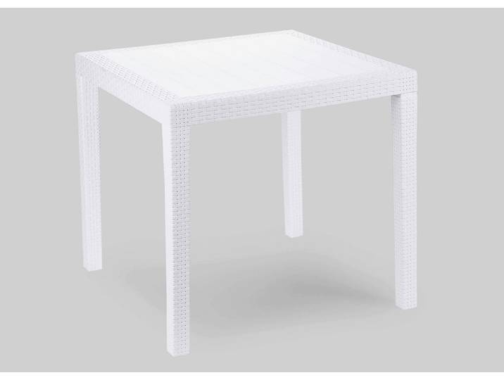 Gartenmöbel-Serie mit attraktivem Rattan-Dekor, Weiss, Tisch Quadratisch