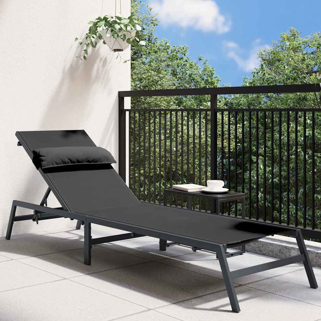 vidaXL Chaise longue Acier Noir et anthracite