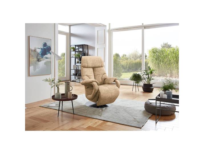 home24 Relaxfauteuil Foulbec beige microvezel Priya relaxfunctie 80 x 115 x 79cm