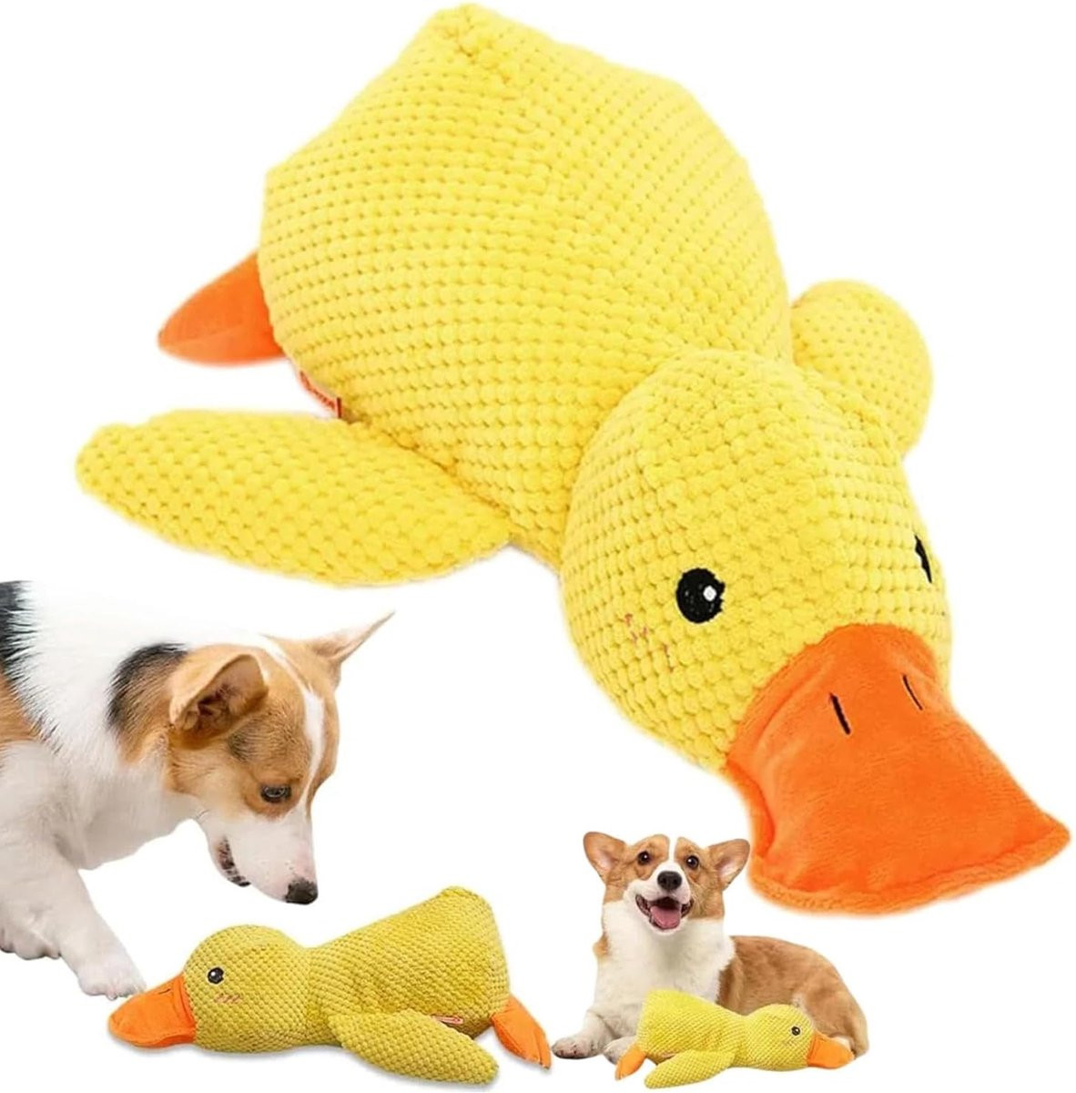 MODFU Knuffelkussen Eendvorm - Geel - Pluche Sierkussen - 45 x 38 cm