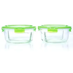 LocknLock 2 Frischhaltedosen aus Borosilikatglas mit Trennwand je 900ml Volumen