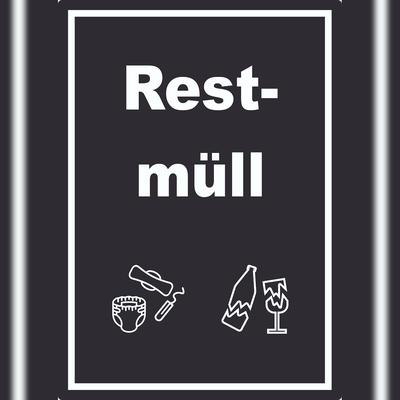 HB-Druck Restmüll Mülltrennung Aufkleber Text Symbol Haushalt A7 (74x105mm)