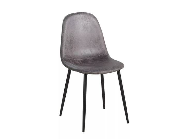 6er Set Black Teok Kunstleder Stühle - Gris dunkel Vint