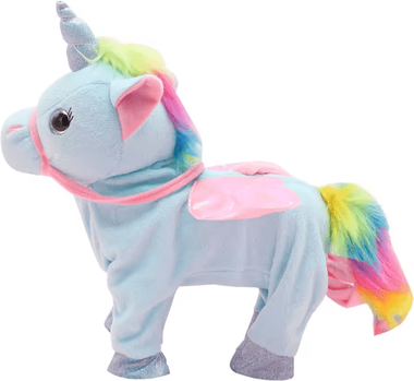 Uplift Curations Cute Plush Electric Walking Talking Unicorn Alpaca Musical Toy For Kids 35cm blue A Style