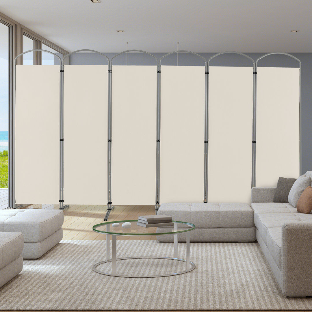 Symple Stuff Anayiah 221 cm W x 188 cm H Iron Folding Room Divider White