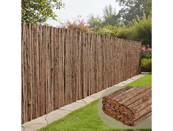 casa.pro Rindenmatte Zamora 150 x 500 cm Sichtschutzmatte Gartenzaun strapazierfähig, für Balkon, Terrasse, Garten, Balkonverkleidung, wetterfest, Blickschutz, outdoor, natürliches Material