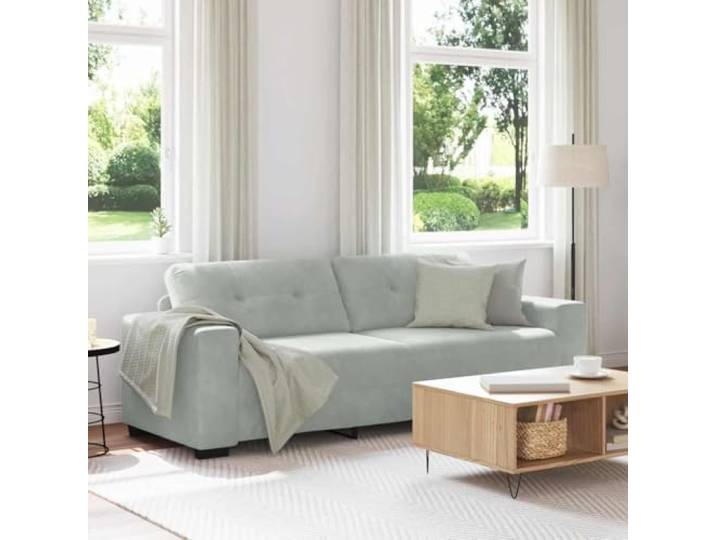 ZQQLVOO 3-Sitzer Samtsofa Hellgrau 220x78x80 cm Dick gepolsterte Schaumstoffsitze, stabiler Holz-Metall-Rahmen, vielseitig für Wohnzimmer, Schlafzimmer, Arbeitszimmer