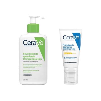 CeraVe Feuchtigkeitsspendende Reinigungslotion + Geischtscreme mit 52+236 ml Set