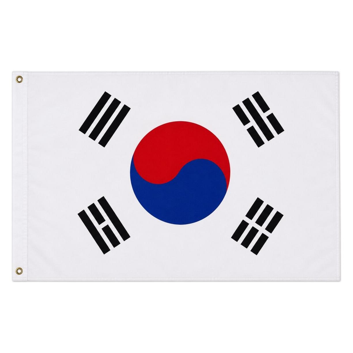 trends4cents Flagge Fahne Südkorea 250 x 150 cm mit 3 Ösen 100g/m² Stoffgewicht Hissflagge Hissen (250 x 150 cm) (32205220)