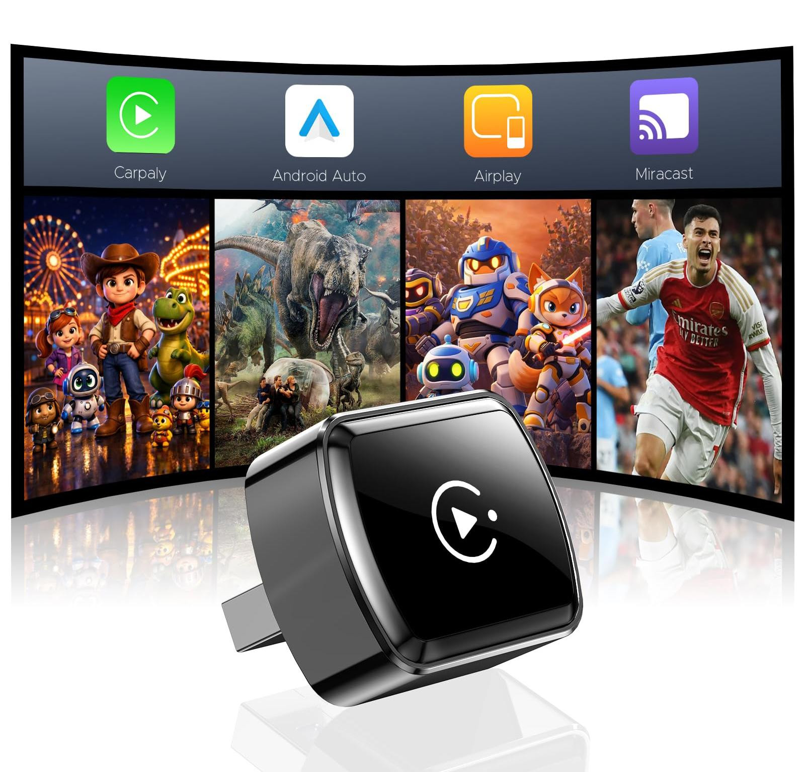 Selius 4-in-1 Draadloze CarPlay Adapter met AirPlay en Miracast