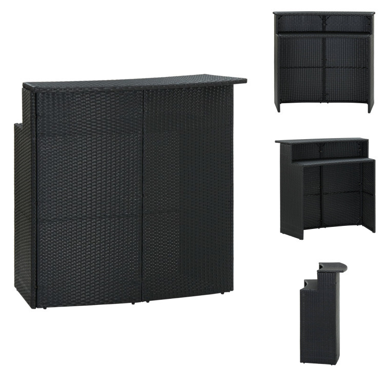 vidaXL Garten-Bartisch Schwarz 120x55x110 cm Poly Rattan - Gartentische