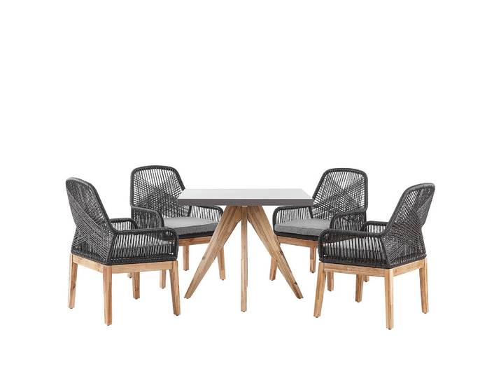 GARTENMÖBEL SET 4-Sitzer Faserzement grau 90/90 cm schwarz/grau Olbia