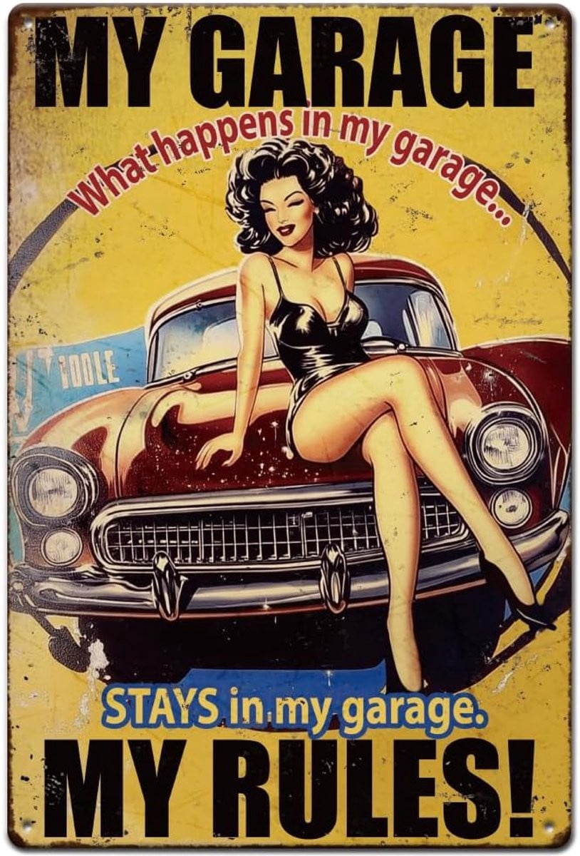 Dailygoods Tinnen Bord Vintage met Roestige Look - Retro Muurdecoratie - 30 x 20 cm