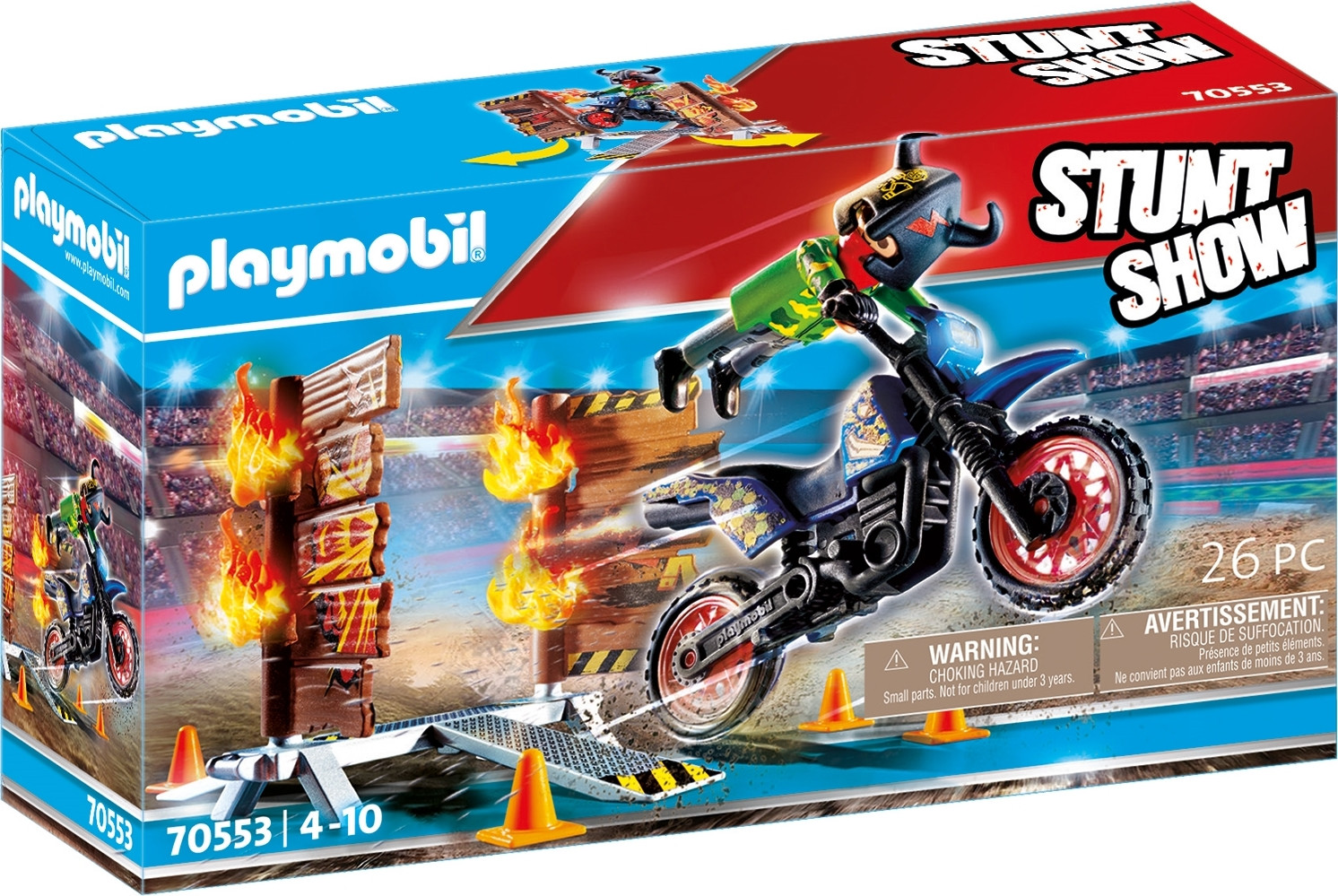 Playmobil Stuntshow 70553 met motorfiets en vlammenmuur