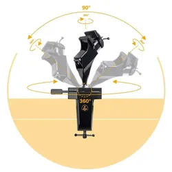 Bernstein, Schraubstock + Zwinge, ESD Kugelgelenk-Schraubstock (Anklemmen) ableitfähig + Stecker + Erdungsleitung (70 mm)