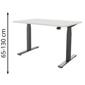 fm-Büromöbel Schreibtisch fouraction weiß / anthrazit, elektrisch höhenverstellbar, 120 x 65-130 x 80 cm