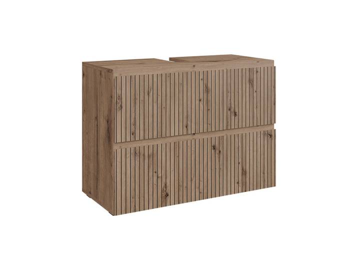 Vicco Waschbeckenunterschrank Takumi Artisan 80 x 58 cm mit 2 Schubladen, Eiche Artisan, Holzwerkstoff, Rechteckig, 80x58x35 cm, Badezimmer, Badezimmerschränke, Waschbeckenunterschränke