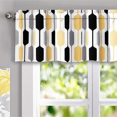 "DriftAway Riley Geo Lined Window Curtain Valance Gold Black Gray 52 x 14 - 52"" width x 14 "" length - 52"" width x 14 "" length"