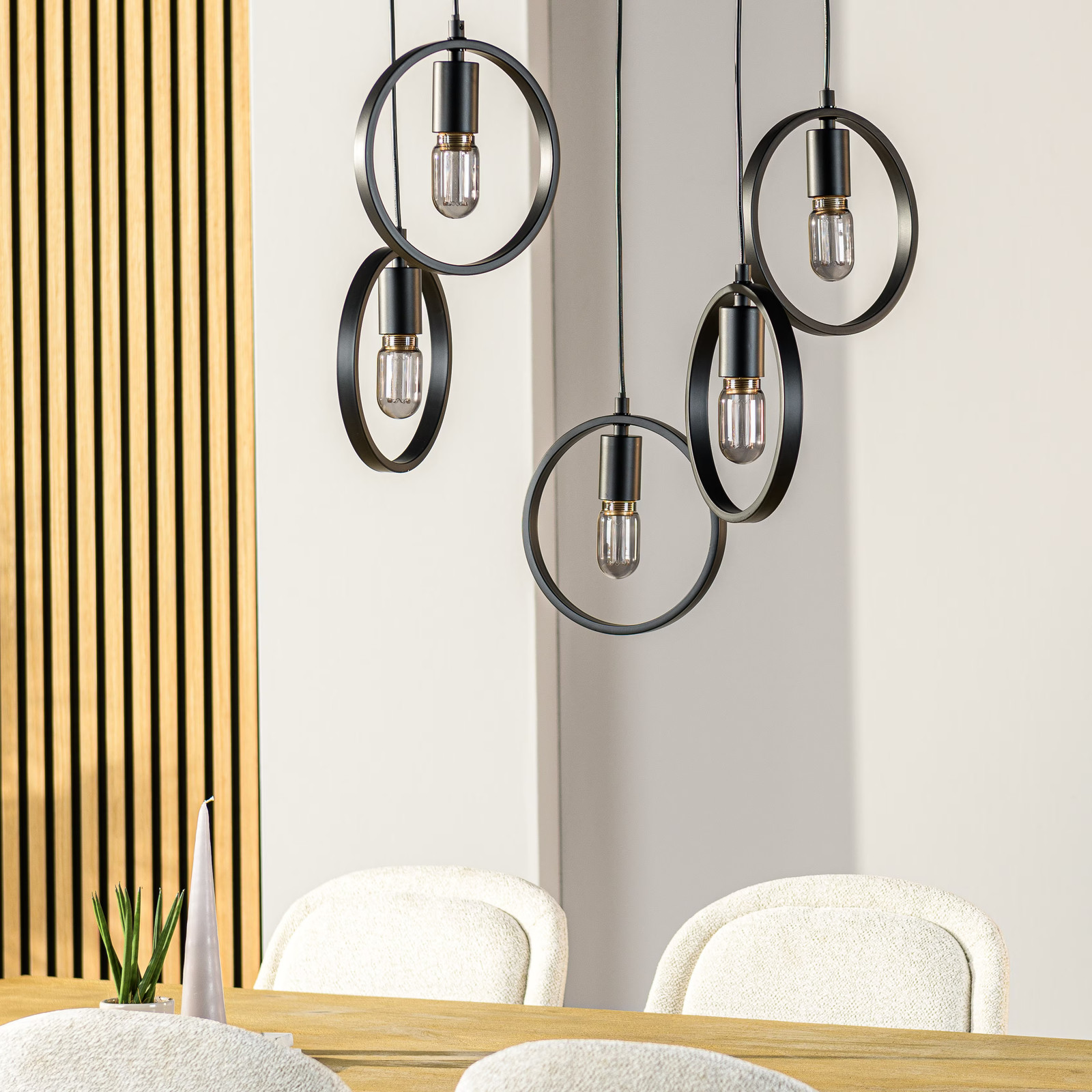 BASE Hanglamp Jadine 5-lamps Zwart Metalen Industrieel Design