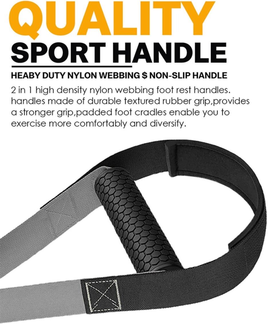 INF Suspension-Trainingsriemen für Core- und Bauchtraining zu Hause mit ergonomischen ABS-Griffen, hochfestem Spannungsseil und
