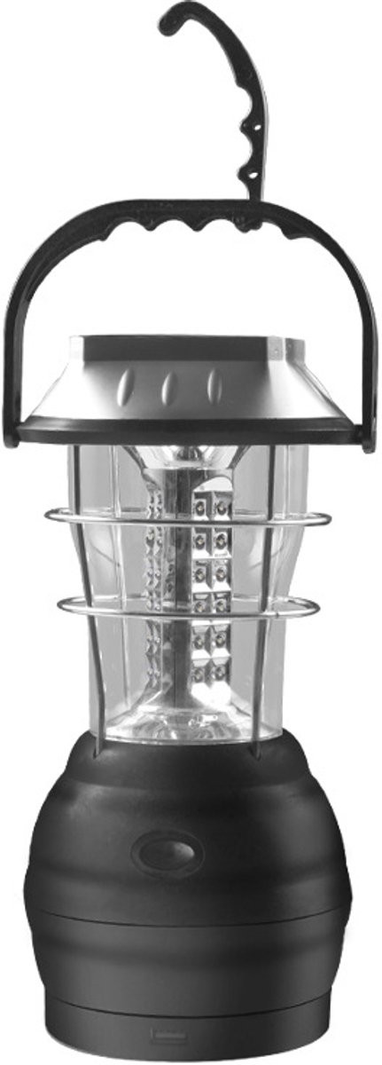 Draagbare LED campinglamp met zonne-energie en handpomp voor noodverlichting en buitenactiviteiten, zwart