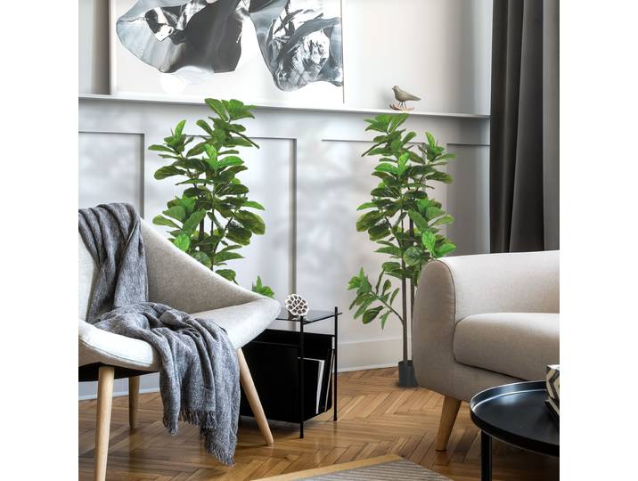HOMCOM Ficus Artificiel 180cm Pot Inclus Lot de 2