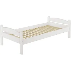 Erst-Holz Stabiles Bett Kiefer massiv weiß 90x200 Einzelbett Bettrahmen Futonbett Rollrost 60.32-09W